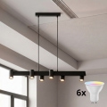 Brilagi - LED RGBW ściemnialna lampa wisząca na lince SELE 6xGU10/6,5W/230V 2700-6500K czarna + pilot zdalnego sterowania