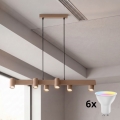 Brilagi - LED RGBW ściemnialna lampa wisząca na linkach SELE 6xGU10/6,5W/230V 2700-6500K beżowa + zdalne sterowanie