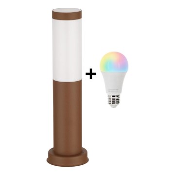 Brilagi - LED RGBW ściemnialna lampa zewnętrzna 1xE27/9W/230V 2700-6500K IP44 40 cm brązowa