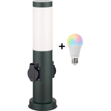 Brilagi - LED RGBW ściemnialna lampa zewnętrzna z 2 gniazdami 1xE27/15W/230V 2700-6500K IP44 40 cm antracyt