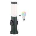 Brilagi - LED RGBW ściemnialna lampa zewnętrzna z 2 gniazdami 1xE27/9W/230V 2700-6500K IP44 40 cm antracyt