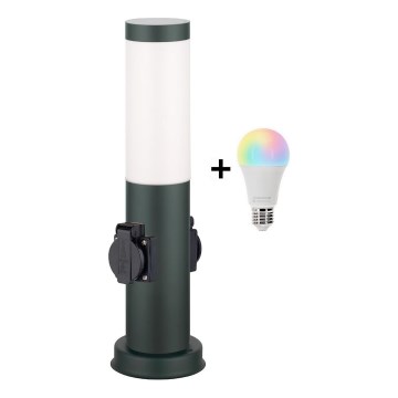 Brilagi - LED RGBW ściemnialna lampa zewnętrzna z 2 gniazdami 1xE27/9W/230V 2700-6500K IP44 40 cm antracyt