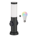 Brilagi - LED RGBW ściemnialna lampa zewnętrzna z 2 gniazdami, 1xE27/9W/230V, 2700-6500K, IP44, 40 cm, czarna