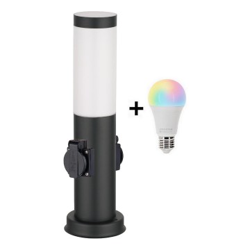 Brilagi - LED RGBW ściemnialna lampa zewnętrzna z 2 gniazdami, 1xE27/9W/230V, 2700-6500K, IP44, 40 cm, czarna