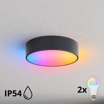 BRILAGI - LED RGBW ściemnialna łazienkowa lampa sufitowa CLARE 2xE27/12W/230V śr. 30 cm antracyt IP54