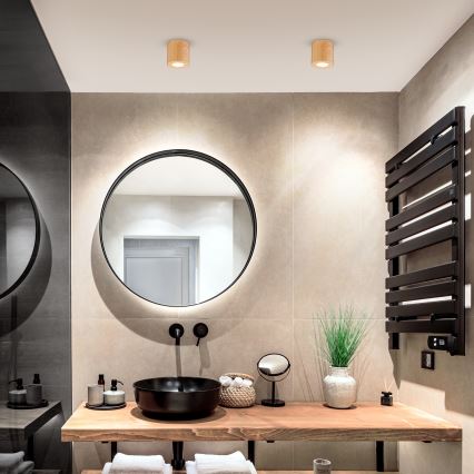 Brilagi - LED RGBW ściemnialna oprawa łazienkowa MIA 1xGU10/30W/230V 2700-6500K Wi-Fi 84x80 mm dekor dębowy IP44