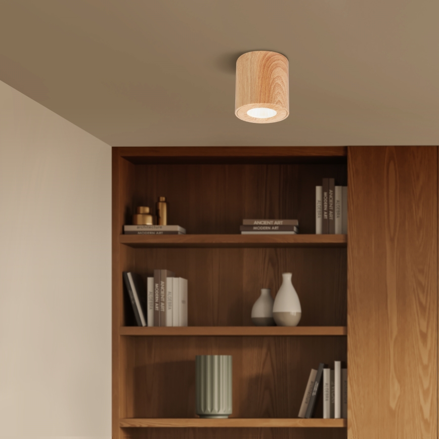 Brilagi - LED RGBW ściemnialna oprawa łazienkowa MIA 1xGU10/4,8W/230V 3000K 84x80 mm dekor dębu IP44 + pilot zdalnego sterowania