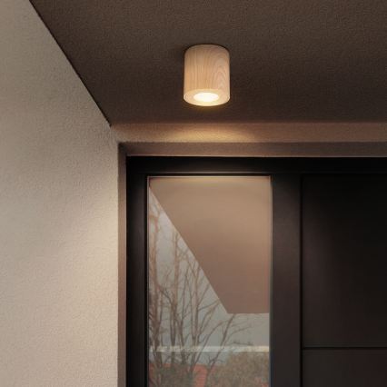 Brilagi - LED RGBW ściemnialna oprawa łazienkowa MIA 1xGU10/4,8W/230V 3000K 84x80 mm dekor dębu IP44 + pilot zdalnego sterowania