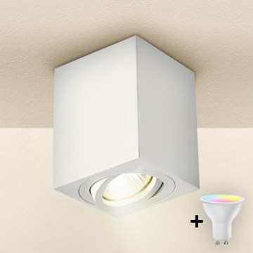 Brilagi - LED RGBW ściemnialna oprawa punktowa MIA 1xGU10/6W/230V 3000K 100x80 mm biała + pilot zdalnego sterowania
