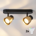 BRILAGI - LED RGBW ściemnialna oprawa punktowa NUGGET 2xGU10/4,8W/230V 3000K czarny/złoty + pilot zdalnego sterowania