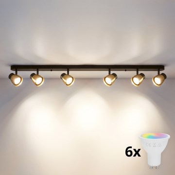 Brilagi - LED RGBW ściemnialna oprawa punktowa NUGGET 6xGU10/6W/230V 2700-6500K Wi-Fi czarny/złoty