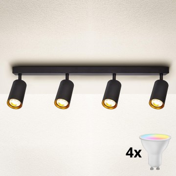 Brilagi - LED RGBW ściemnialna oprawa punktowa SELE 4xGU10/4,8W/230V 3000K czarny/złoty + pilot zdalnego sterowania