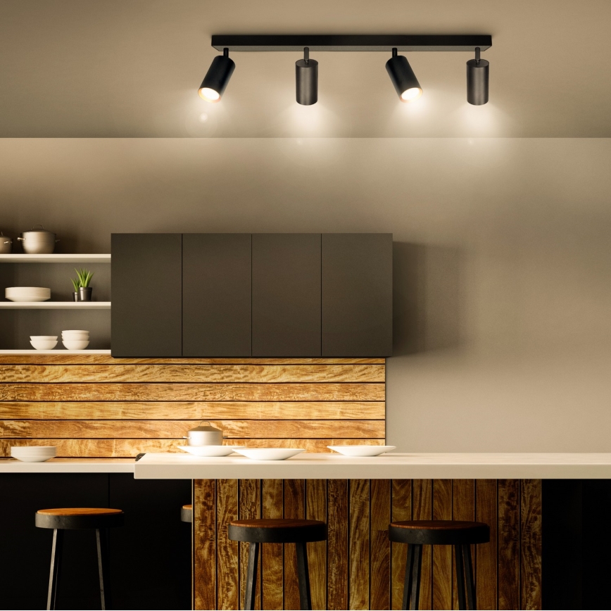 Brilagi - LED RGBW ściemnialna oprawa punktowa SELE 4xGU10/4,8W/230V 3000K czarny/złoty + pilot zdalnego sterowania