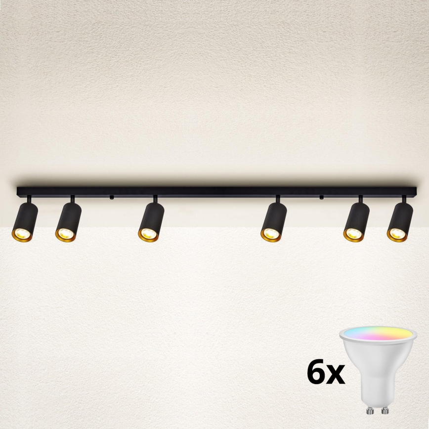 Brilagi - LED RGBW ściemnialna oprawa punktowa SELE 6xGU10/6,5W/230V 2700-6500K czarny/złoty