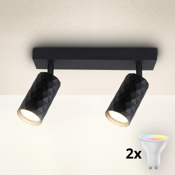 Brilagi - LED RGBW ściemnialna oprawa punktowa SELE DIAMANT 2xGU10/4,8W/230V 3000K czarna + pilot zdalnego sterowania