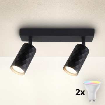 Brilagi - LED RGBW ściemnialna oprawa punktowa SELE DIAMANT 2xGU10/6,5W/230V 2700-6500K Wi-Fi czarna