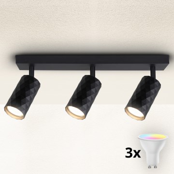 Brilagi - LED RGBW ściemnialna oprawa punktowa SELE DIAMANT 3xGU10/4,8W/230V 3000K czarna + pilot zdalnego sterowania