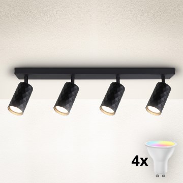 Brilagi - LED RGBW Ściemnialna oprawa punktowa SELE DIAMANT 4xGU10/4,8W/230V 3000K czarna + pilot zdalnego sterowania