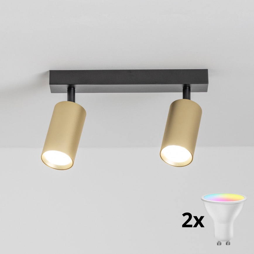 Brilagi - LED RGBW ściemnialna oprawa punktowa SELE GOLDEN 2xGU10/6,5W/230V 2700-6500K czarny/złoty