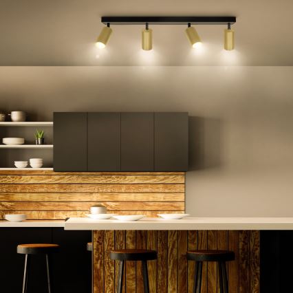 Brilagi - LED RGBW ściemnialna oprawa punktowa SELE GOLDEN 4xGU10/4,8W/230V 3000K czarna/złota + pilot zdalnego sterowania
