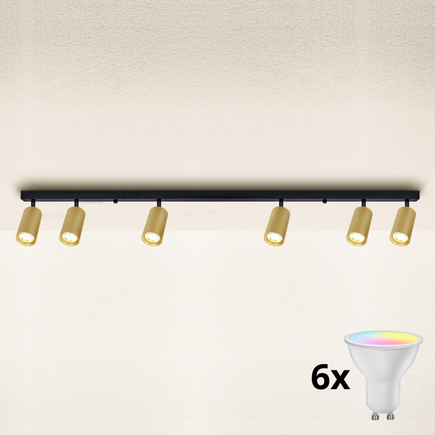 Brilagi - LED RGBW ściemnialna oprawa punktowa SELE GOLDEN 6xGU10/6,5W/230V 2700-6500K czarna/złota