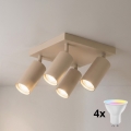 Brilagi - LED RGBW ściemnialna oprawa punktowa SELE SQUARE 4xGU10/6,5W/230V 2700-6500K beżowa