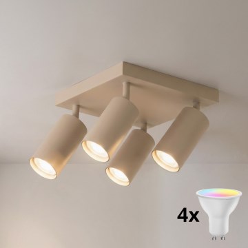 Brilagi - LED RGBW ściemnialna oprawa punktowa SELE SQUARE 4xGU10/6,5W/230V 2700-6500K beżowa