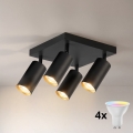 Brilagi - LED RGBW Ściemnialna oprawa punktowa SELE SQUARE 4xGU10/6,5W/230V 2700-6500K czarna/złota