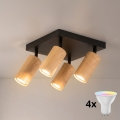 Brilagi - LED RGBW ściemnialna oprawa punktowa SELE SQUARE 4xGU10/6,5W/230V 2700-6500K czarny/dekor dębu