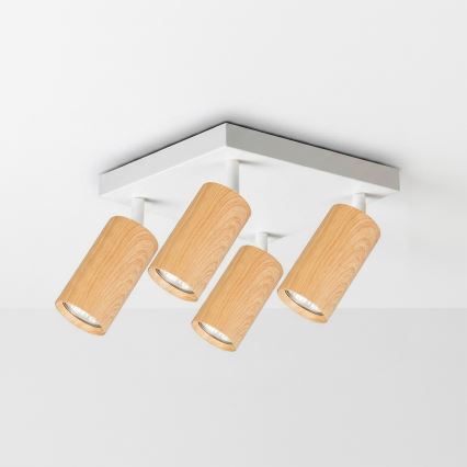 Brilagi - LED RGBW ściemnialna oprawa punktowa SELE SQUARE 4xGU10/6,5W/230V 2700-6500K biała/dekor dębu