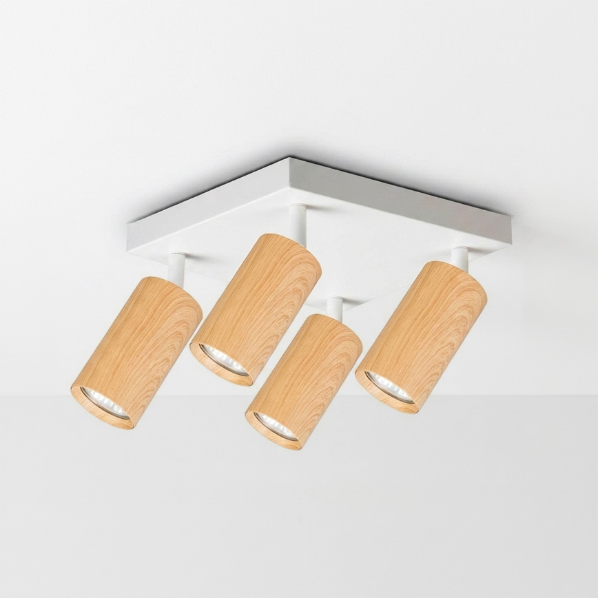 Brilagi - LED RGBW ściemnialna oprawa punktowa SELE SQUARE 4xGU10/6,5W/230V 2700-6500K biała/dekor dębu