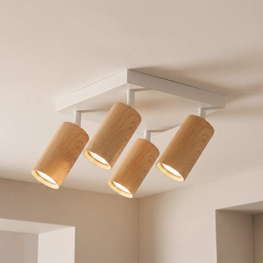 Brilagi - LED RGBW ściemnialna oprawa punktowa SELE SQUARE 4xGU10/6,5W/230V 2700-6500K biała/dekor dębu
