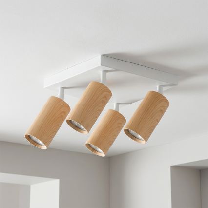 Brilagi - LED RGBW ściemnialna oprawa punktowa SELE SQUARE 4xGU10/6,5W/230V 2700-6500K biała/dekor dębu