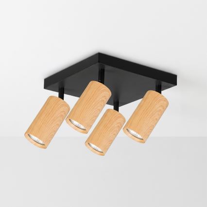 Brilagi - LED RGBW ściemnialna oprawa punktowa SELE SQUARE 4xGU10/6,5W/230V 2700-6500K czarny/dekor dębu