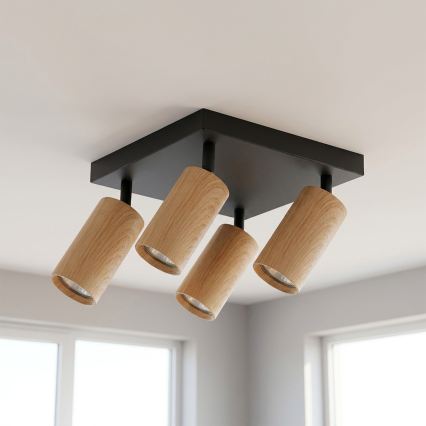 Brilagi - LED RGBW ściemnialna oprawa punktowa SELE SQUARE 4xGU10/6,5W/230V 2700-6500K czarny/dekor dębu