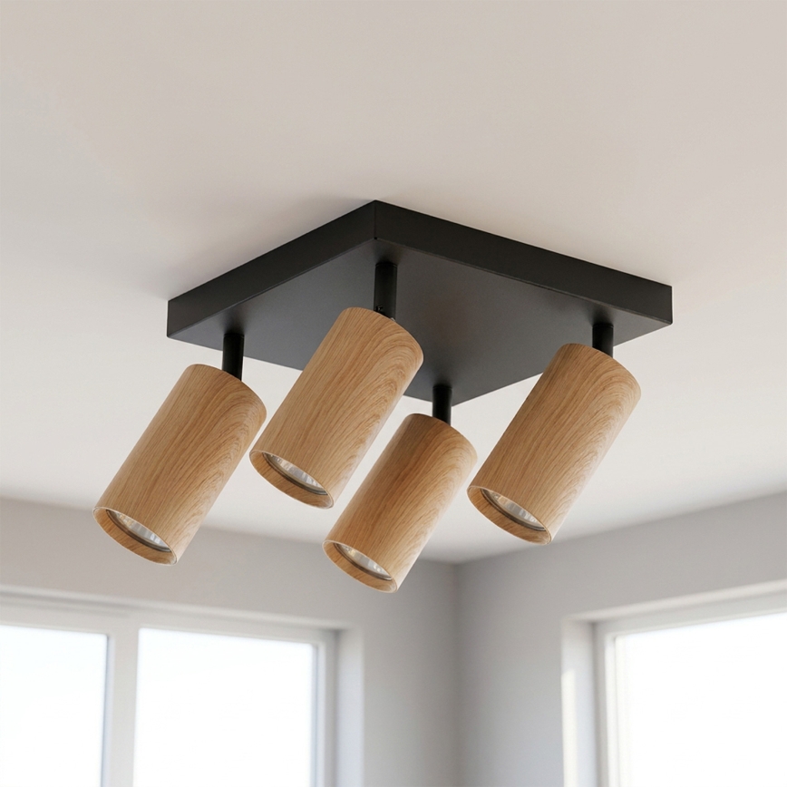Brilagi - LED RGBW ściemnialna oprawa punktowa SELE SQUARE 4xGU10/6,5W/230V 2700-6500K czarny/dekor dębu