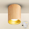 Brilagi - LED RGBW Ściemnialna oprawa punktowa TRINE 1xGU10/4,8W/230V 3000K dekor dębu + pilot zdalnego sterowania