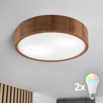 BRILAGI - LED RGBW Ściemnialna oprawa sufitowa CARVALHO 2xE27/12W/230V 2700-6500K dąb śr. 37,5 cm