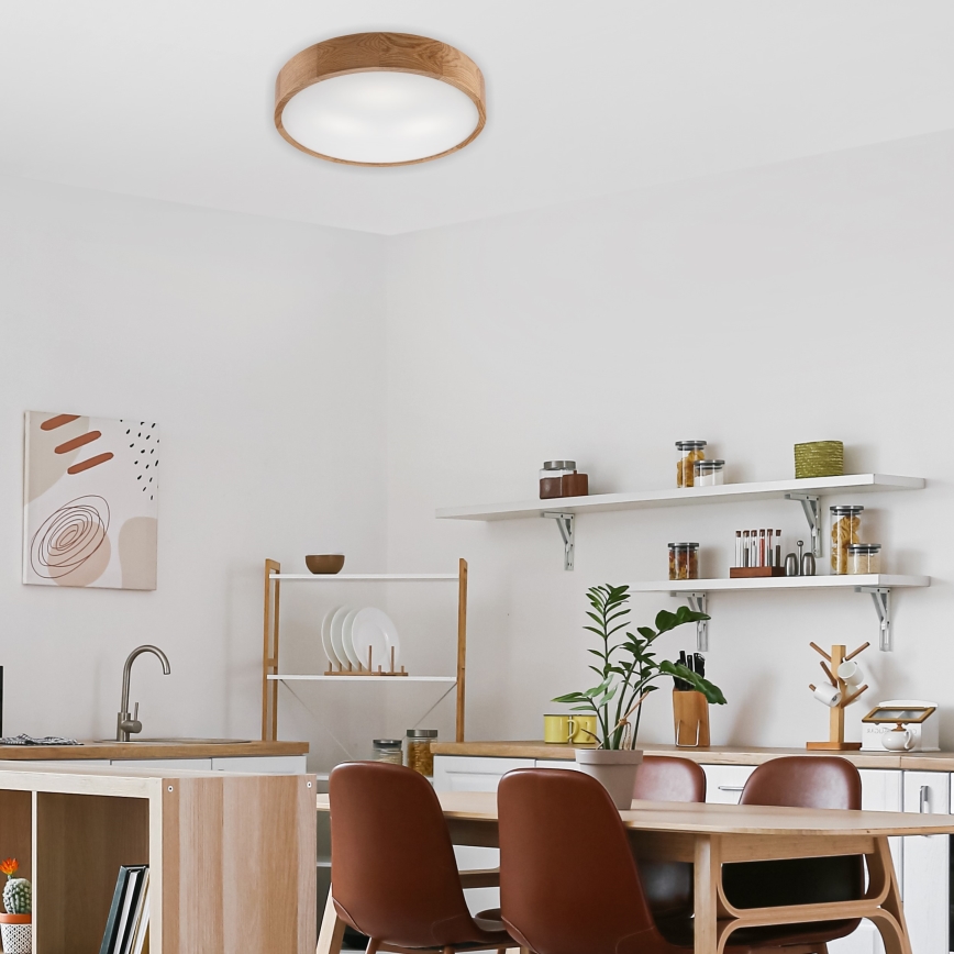 Brilagi - LED RGBW Ściemnialna oprawa sufitowa CARVALHO 3xE27/15W/230V 2700-6500K Wi-Fi dąb śr. 47,5 cm