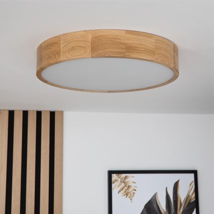 Brilagi - LED RGBW Ściemnialna oprawa sufitowa CARVALHO 3xE27/9W/230V 2700-6500K Wi-Fi dąb śr. 47,5 cm