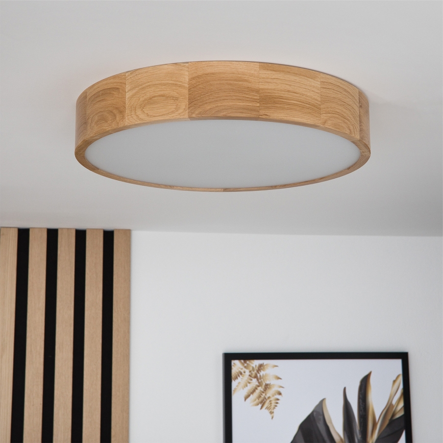 Brilagi - LED RGBW Ściemnialna oprawa sufitowa CARVALHO 3xE27/9W/230V 2700-6500K Wi-Fi dąb śr. 47,5 cm