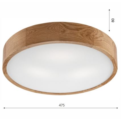 Brilagi - LED RGBW Ściemnialna oprawa sufitowa CARVALHO 3xE27/9W/230V 2700-6500K Wi-Fi dąb śr. 47,5 cm