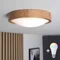 BRILAGI - LED RGBW ściemnialna oprawa sufitowa CARVALHO SLIM 1xE27/12W/230V 2700-6500K dąb śr. 27 cm