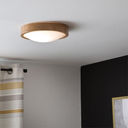 Brilagi - LED RGBW ściemnialna oprawa sufitowa CARVALHO SLIM 1xE27/9W/230V 2700-6500K Wi-Fi dąb śr. 27 cm
