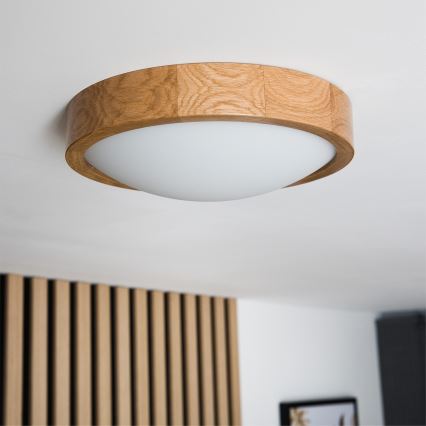 Brilagi - LED RGBW ściemnialna oprawa sufitowa CARVALHO SLIM 1xE27/9W/230V 2700-6500K Wi-Fi dąb śr. 27 cm