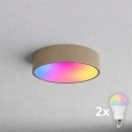 BRILAGI - LED RGBW ściemnialna oprawa sufitowa CLARE 2xE27/12W/230V 2700-6500K śr. 30 cm beżowa