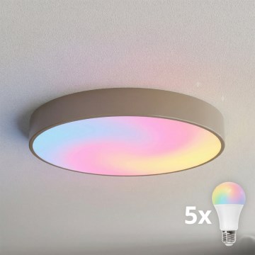 BRILAGI - LED RGBW ściemnialna oprawa sufitowa CLARE 5xE27/12W/230V 2700–6500K średnica 60 cm beżowa