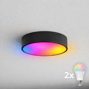 BRILAGI - LED RGBW ściemnialna oprawa sufitowa do łazienki CLARE 2xE27/12W/230V 2700-6500K Ø 30 cm IP54 czarna