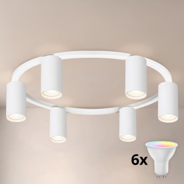 Brilagi - LED RGBW ściemnialna oprawa sufitowa SELE 6xGU10/6,5W/230V 2700-6500K biała + pilot zdalnego sterowania