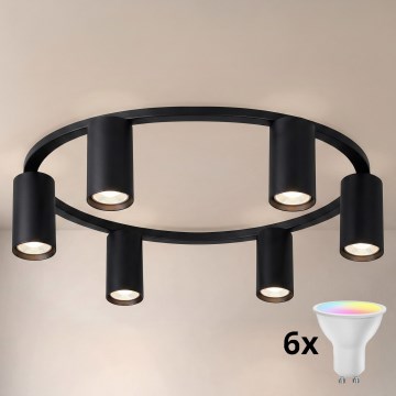 Brilagi - LED RGBW ściemnialna oprawa sufitowa SELE 6xGU10/6,5W/230V 2700-6500K czarna + pilot zdalnego sterowania